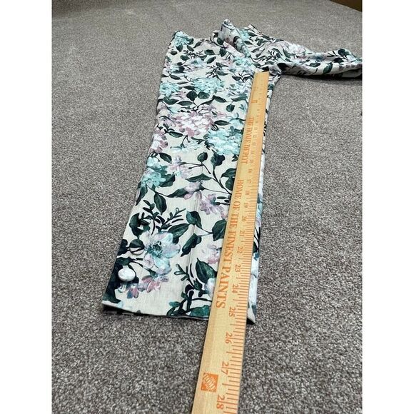 J. jill womens oatmeal floral linen stretch pants sz small side zipper elastic - Picture 7 of 12